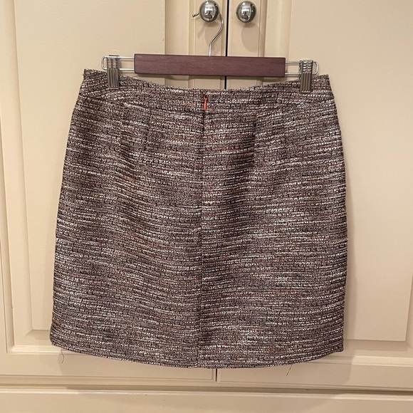 LOFT Brown with Hints of Beige & Coral, Shimmery, Fully Lined, Zip Sz 4 - Picture 5 of 12